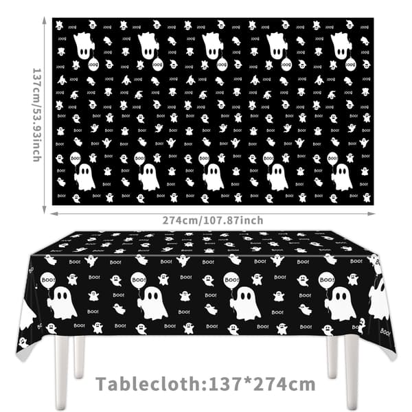 Halloween Servisset Engångspapperstallrikar Muggar Duk Spökfestdekoration 4-piece set