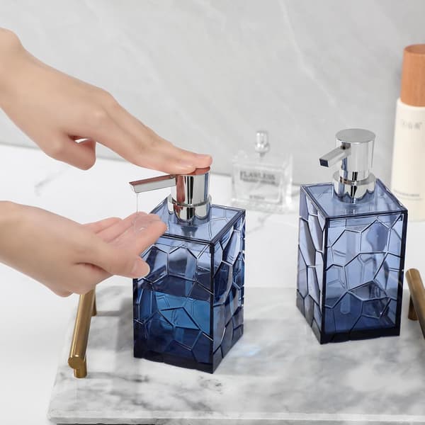 Transparent Akryl Tvåldispenser 320ML För Badrum Kök Sovsal Dekoration Blå 16x7cm