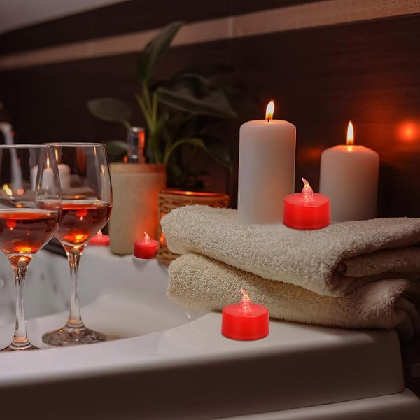 LED flimrande, fladdrande, flamlös värmeljus, elektroniskt ljus, festtillbehör, röd{HH}
