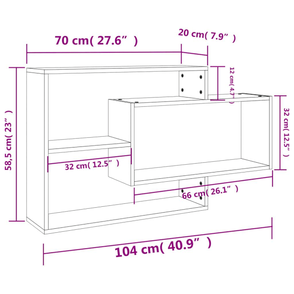 vidaXL Seinähyllyt Sonoma Tammi 104x20x58,5 cm Tekninen Puu