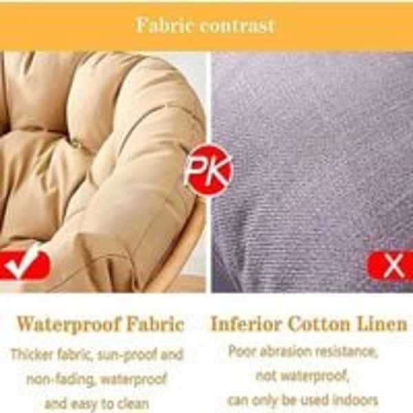 Rund Papasan stolhynde 70x70cm, tyk udendørs Papasan stolhynde, tykke rattan stolhynder, æg hængestol hynde
