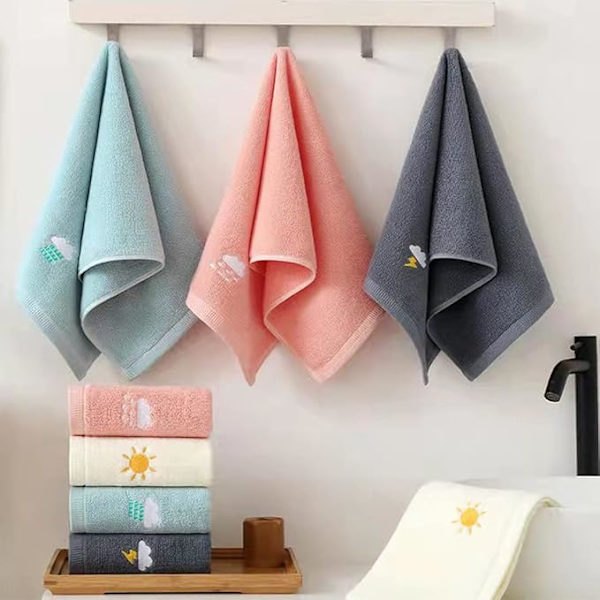 Badrumshanddukar Set om 4, Mjuka Handdukar Mjuk Bomullshandduk Mycket Absorberande Handduk, Storlek 35 x 74 cm (Rosa/Grå/Grön/Vit)