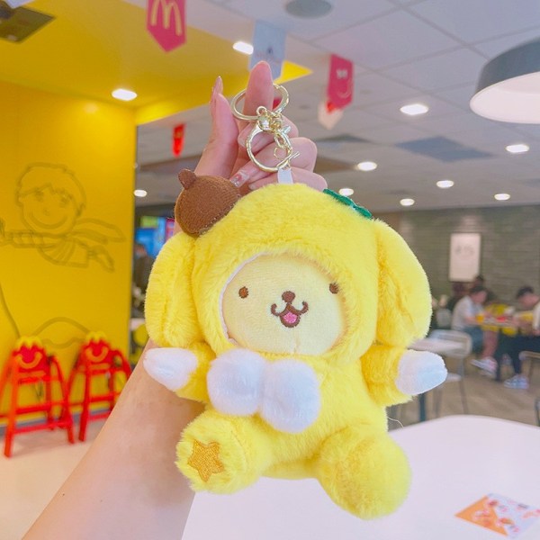 Tegneserie Kuromi dukke skoletaske vedhæng dukke plys legetøj par nøglering taske vedhæng Teddy Plush Sanliou-Puppy 11cm (with keychain)