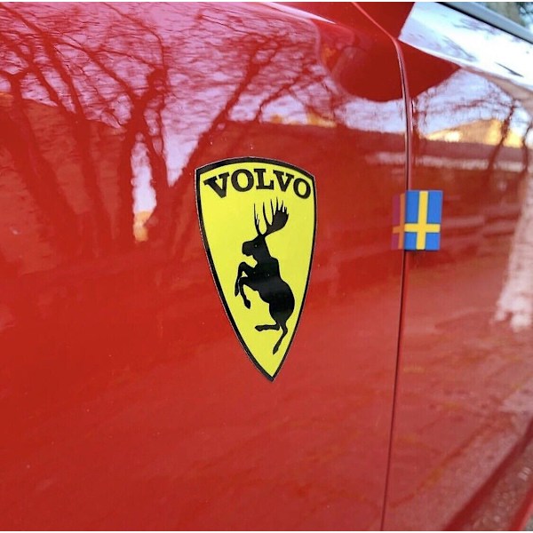 Par (2) äkta Prancing Moose VOO 3 traditionella vinyldekaler