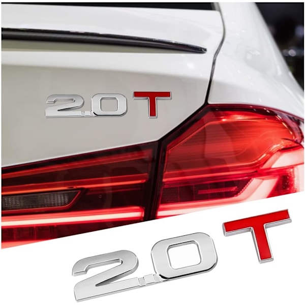 Nyt 2.0T Turbo Metal Bagklap Emblem Badge Mærkat (11*2.5cm) passer til Audi Ford Hyundai