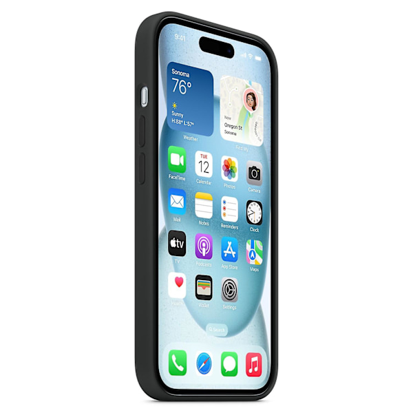 iPhone 15 -kotelo, yhteensopiva MagSafe-laitteen kanssa, naarmuuntumaton silikonipuhelinkotelo musta{HH} Black iPhone 15