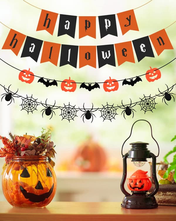 Halloweenfest Väggdekoration Spindelnät Pumpa Logotyp (A, Typ) 1 Styck