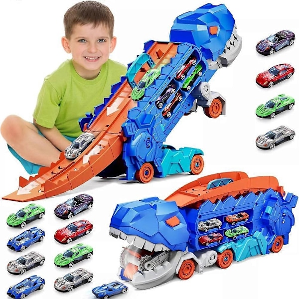 Dinosauruskuljetusmetalliauto, City Dinosaur Ultimate -kuljetusrata - Täydellinen 8 cars