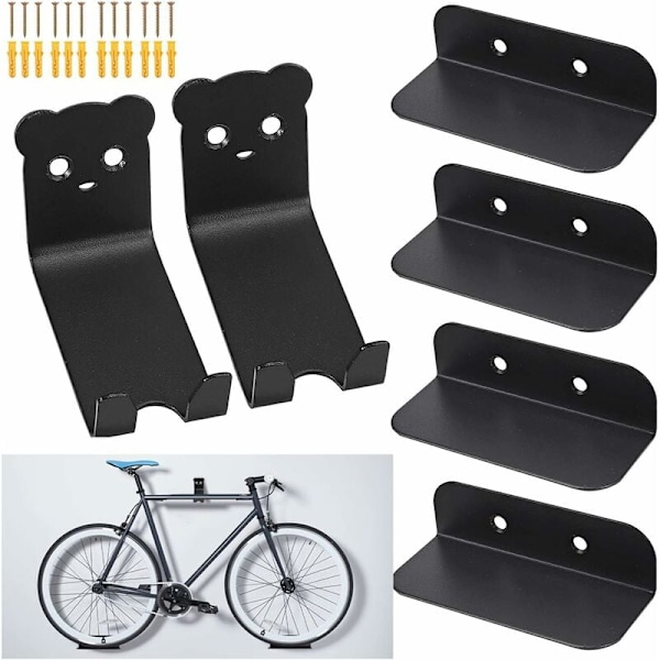 Cykelväggfäste Pedal Krok, 6 st Cykelväggfästen för Cykel, Väggförvaring, Däckställ, Svart