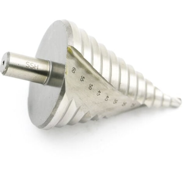 Stort set med 6-60 mm HSS stegborrar med spiralspår i 12 storlekar Kobolt Konborrar Verktyg Hål Brotschning Metallplåt PVC-plåt - DC18/NC/{hh}