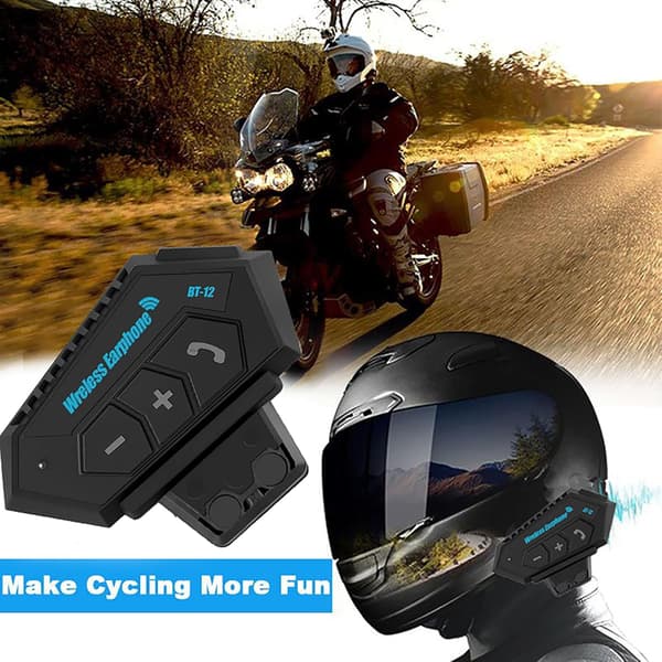 Motorcykelhjelm Bluetooth Headset Med Mikrofon Trådløs Intercom Til Håndfri Opkald Sort Kommunikationsenhed