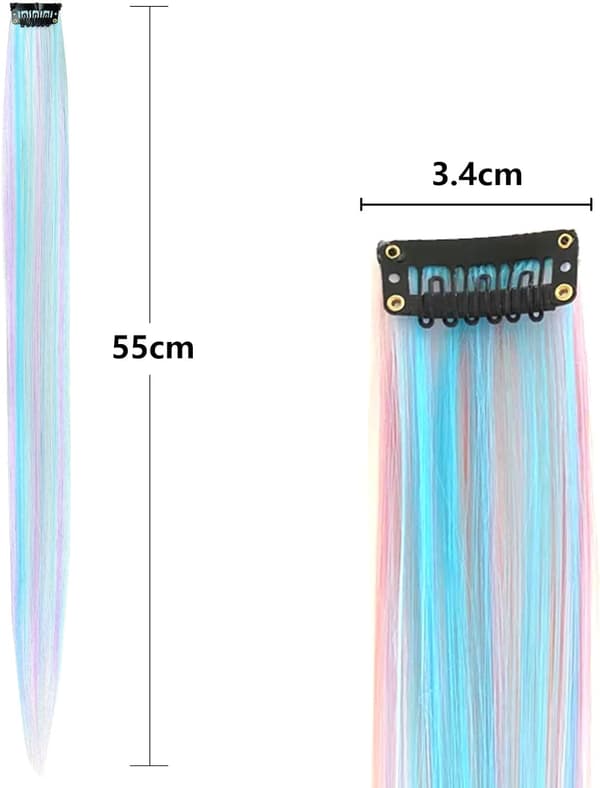 12 stk. Clip-In Hår Extensions til Piger 22 Tommer Lilla Blå Gradient Stejl Hår Extensions til Cosplay