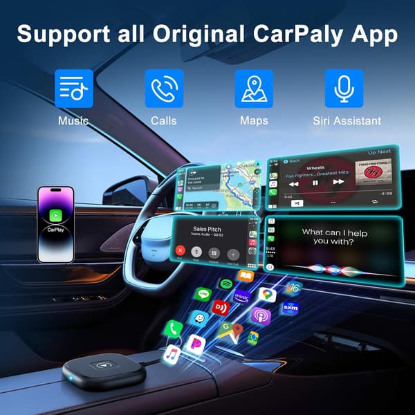 Trådløs CarPlay-adapter til iPhone Opgrader kablet til trådløs CarPlay Nem Plug and Play til bil