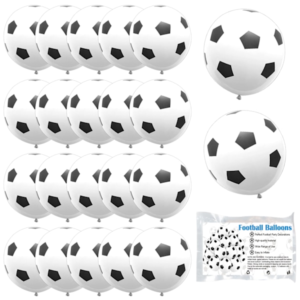 20 stk. fodboldballoner, 12 tommer sort og hvid latex fodbold, fødselsdagsgaver til sports tema fest, VM-fest, børnefest{HH}