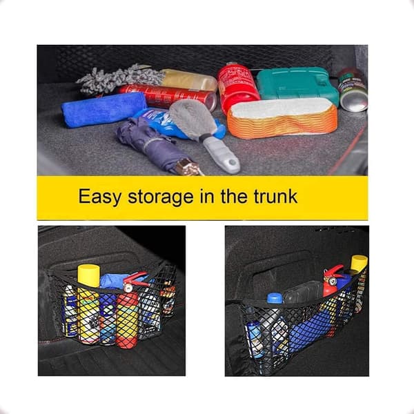 Universal Bil Bagagerumsnet 4-pak Elastisk Cargo Organizer Mesh Taske til Køretøjs Bagagerum 30x25 cm Sort