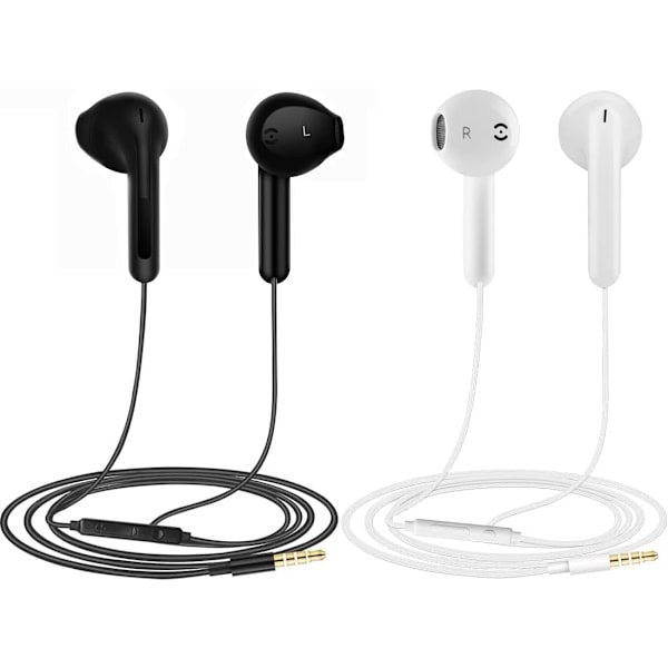 2-pakning hodetelefoner, in-ear hodetelefoner med kabel, støyreduserende headset med mikrofon, kompatibel med telefon, nettbrett, Samsung, HuaWei