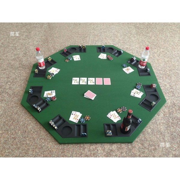 Vikbart pokerbord 8 spelare rektangulärt 4-sidigt grönt