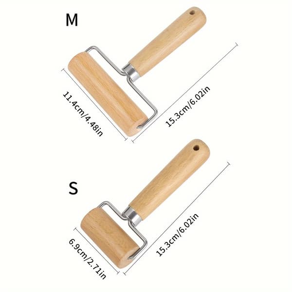 Kjevle i tre med T-håndtak i rustfritt stål, enkelthånds innsatsbesparende for dumpling-wraps og baking