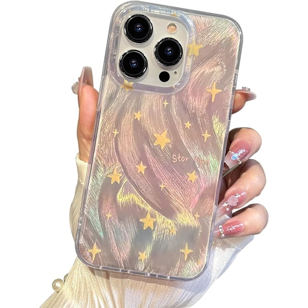 Telefoncover Kompatibelt med iPhone Cover Slankt Holografisk Fade Star Kvinder Piger, Hård PC Stødsikkert Beskyttende Design