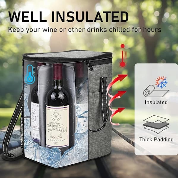 KZQ-Vinflaskepose, Vanntett Camping og Reise, for Vinelskere, Polyester, blå