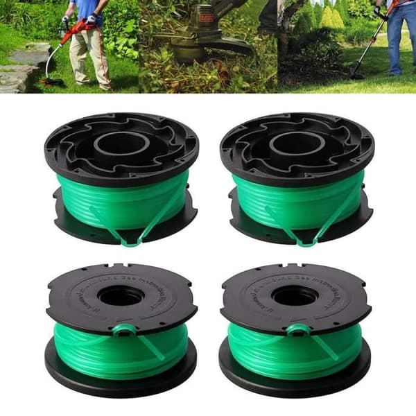 4-pakning erstatningsspoler for BLACK+DECKER GL7033, GL8033, GL9035 gresstrimmer, 4 x 6 m grønn nylontråd, GH3000