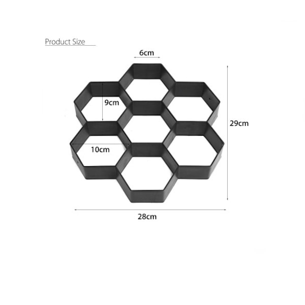 Plastform til belægningssten, havecementsten i landlig stil, granitform, betonbelægningssten (6 forme)