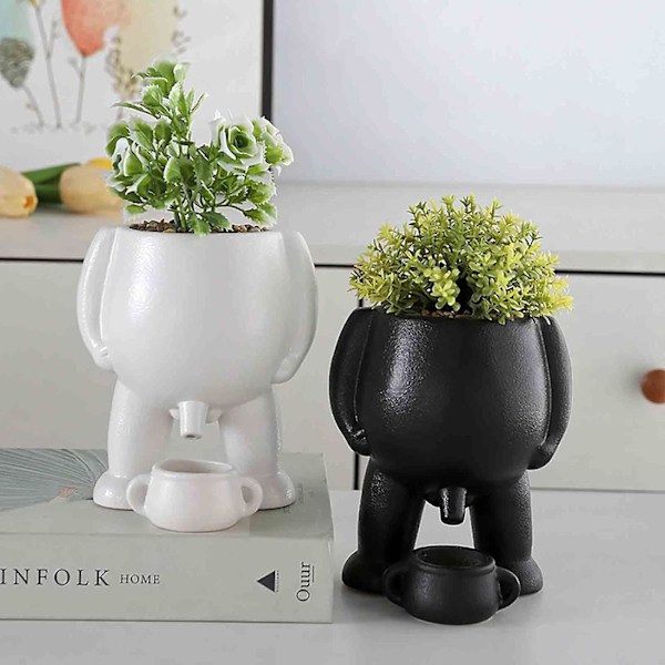 Piss Pot Plantepotte, Grønne Potter, Tisser Morsom Vase, Morsomme Sukkulenter Potter Med Drenering For Innendørs Planter, 50% Tilbud White