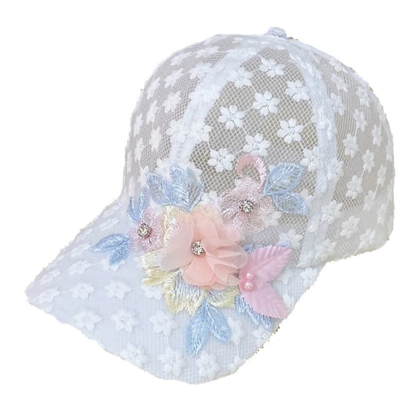 Hatte dame duckbill cap high-end ansigt lille koreansk sommer baseball cap forår og sommer solhat ny solhat mænd Snowflake flower【white】