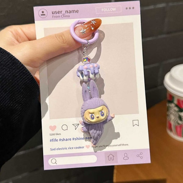 Lazy Yoga Series Mobiltelefonkæde Plys Stil Trendy Let Luksus Taskeophæng Trendy Stil Anti-drop Plush Model 4 Purple Triangular