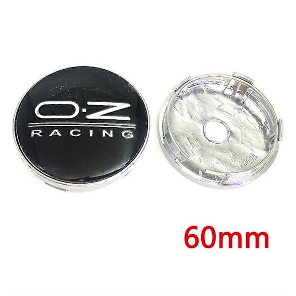 4 stk 56mm 60mm 65mm 68mm Bil Hjulsentrum Navkapsler For Felgdekning Auto OZ Racing Logo Badge Emblem Eksteriør Styling Tilbehør 60mm Black Silver