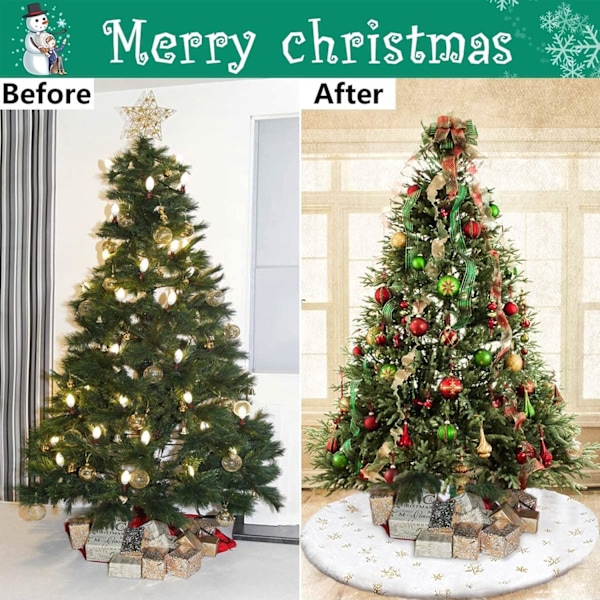 Stor vit plysch julgransmatta
