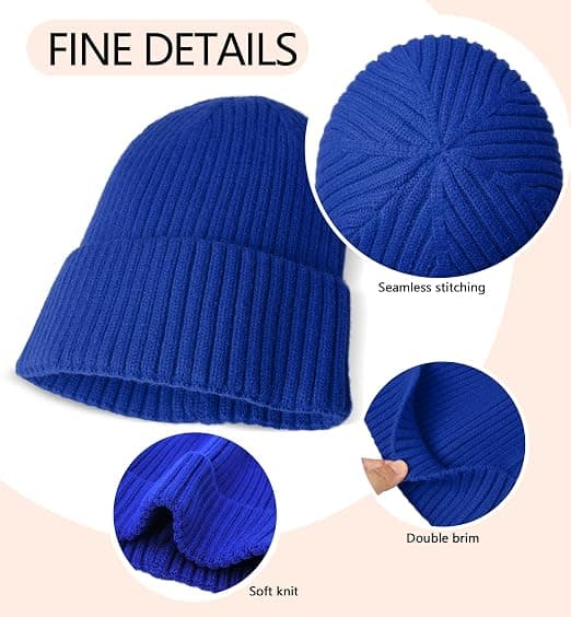 Varm strikket lue for menn kvinner barn vinter skull cap klassisk daglig blå