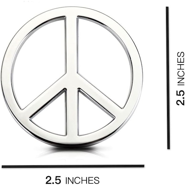 Fredsmerke Bilsticker, Fredssymbol Bumper Dekal, Ingen Krig Metall Emblem Badge (Sølv)