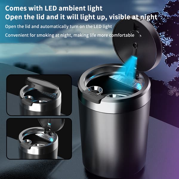 Bilaskebeger med LED-lys Universal legeringsaskebeger Brannhemmende 2