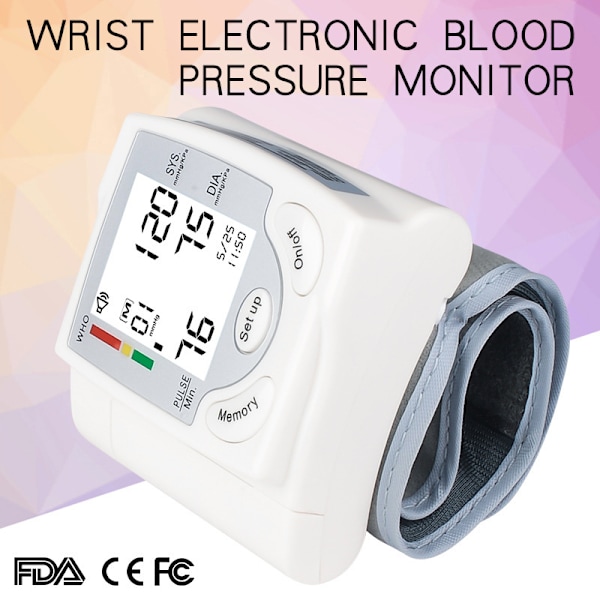 Bärbar Automatisk Blodtrycksmätare Medicinsk Digital LCD-Display W