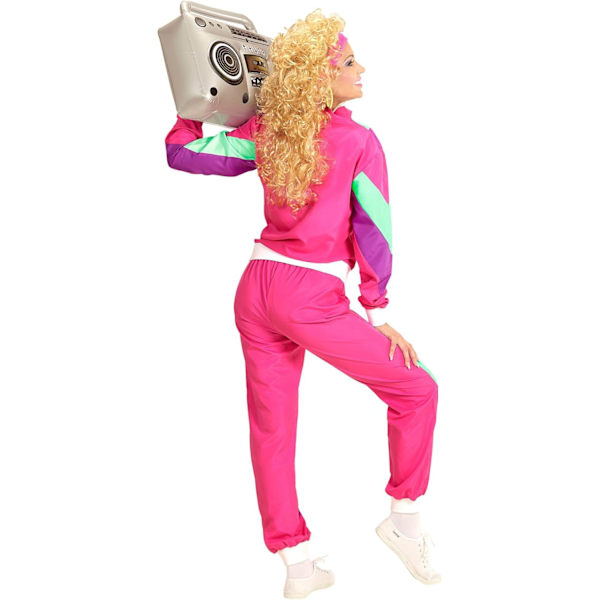 Widmann - Spårbyxekostym Rosa 80-tals Outfit Joggingdräkt Karnevalskostym, Flerfärgad XL