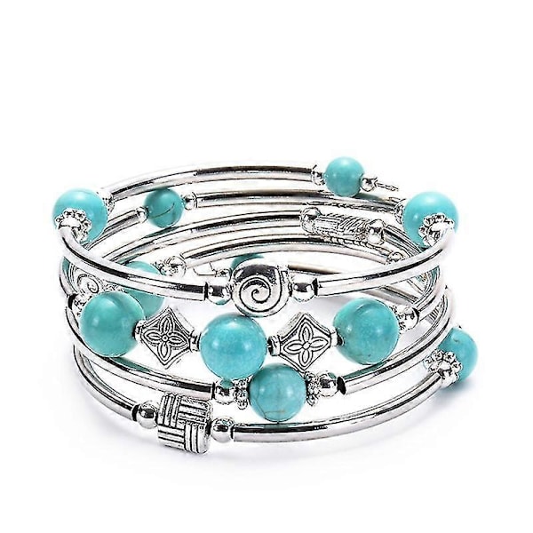 Perlearmbånd Chakra Turkisarmbånd - Mote Smykker Wrap Armbånd Med Tykt Sølvmetall Og