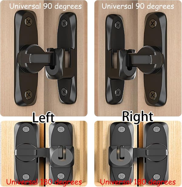 Sliding Door Latch, Anti-Theft Padlock Door Lock (90/180 Degrees)