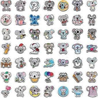Paketti 100 Söpöä Koala-tarraa Sarjakuvaeläin Vinyylitarrat