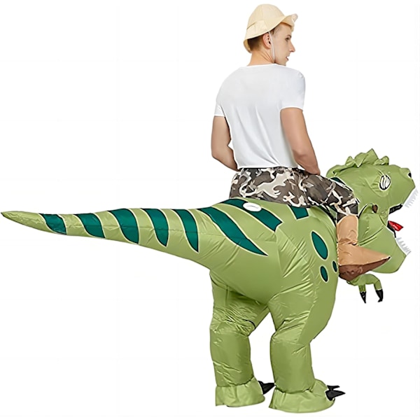 Uppblåsbar Dinosauriekostym T Rex Luftblås Rolig Maskerad Halloweenkostym för Vuxna