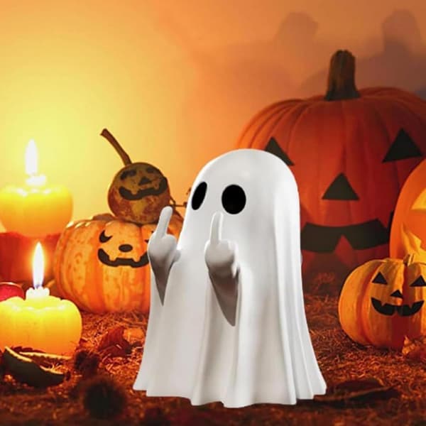 Adorable Halloween Ghost Statue Figurine, Halloween Table Decoration for Home - Cute Finger Ghost 2pcs