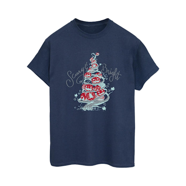 Disney Dame/Damer The Nightmare Before Christmas Scary & Bright Bomuld Boyfriend T-shirt M Marineblå Marineblå Navy Blue M