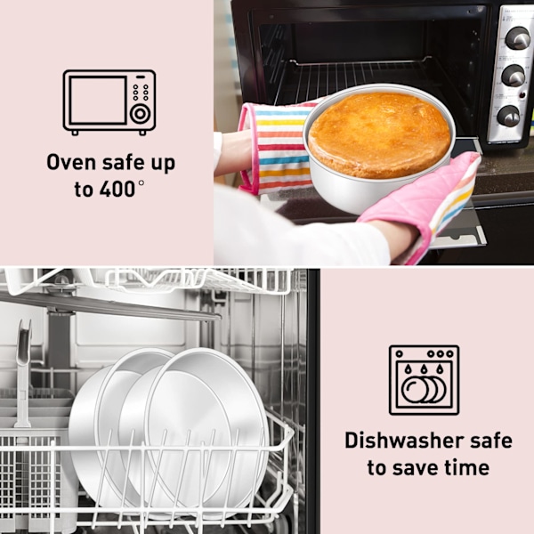 3-delt kakeformsett i rustfritt stål, for bursdag, jul, bryllup, mille-feuille kake, robust og slitesterk, speilblank og oppvaskmaskinsikker