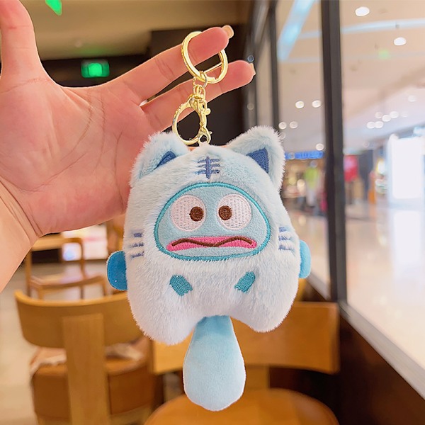 Tecknad Kuromi docka skolväska hänge docka plyschleksak par nyckelring väska hänge Plush Animal Series-Fish Monster 11cm (with keychain)