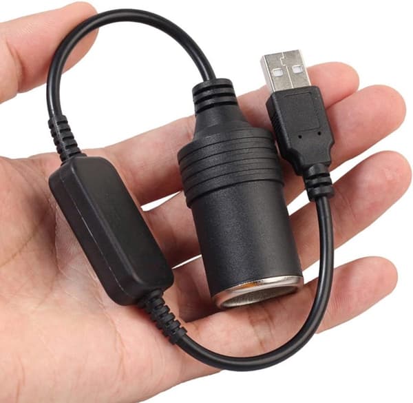 USB til cigarettænderadapter 5V til 12V hunstikkonverter opladerkabel