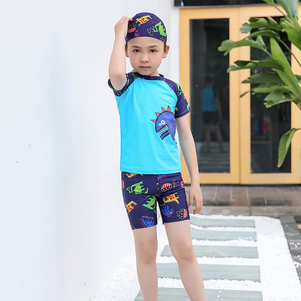 Nyt børnebadedragtsæt til drenge, drenge og piger, med sol Blue Dinosaur Size M (80-90cm)