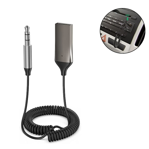 Bluetooth Aux -sovitin Bluetooth-autovastaanotin USB Handsfree -autosarja Audiovastaanotin sisäänrakennetulla mikrofonilla autokaiuttimille ja kotiteatterille