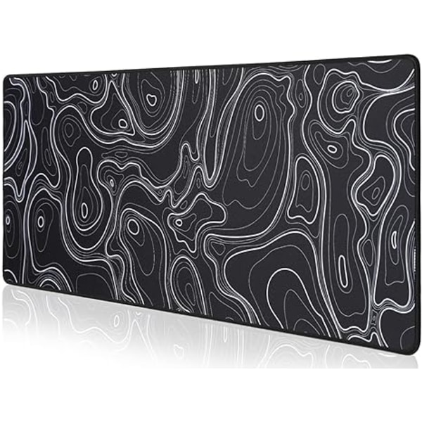 Topografisk Kort Vandtæt Musemåtte - Stor Gaming Musemåtte Laptop Tastatur Måtte med Skridsikker Gummibase, Syede Kanter (31.50\"x11.81\"x0.12\")