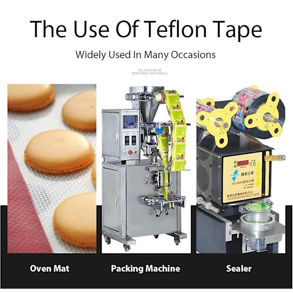 PTFE Teflon tape med lim, Hitemp isolert vakuumforsegling, lav friksjon 50MMX10M