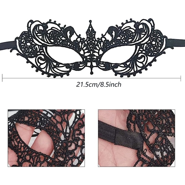 Sexig Maskerad Mask för Kvinnor, Spetsmask Halloween Maskeradfest Halvmask 2 Stycken